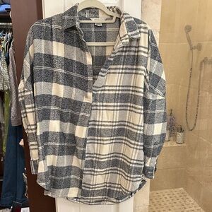 Men's Black and White Plaid Shirt